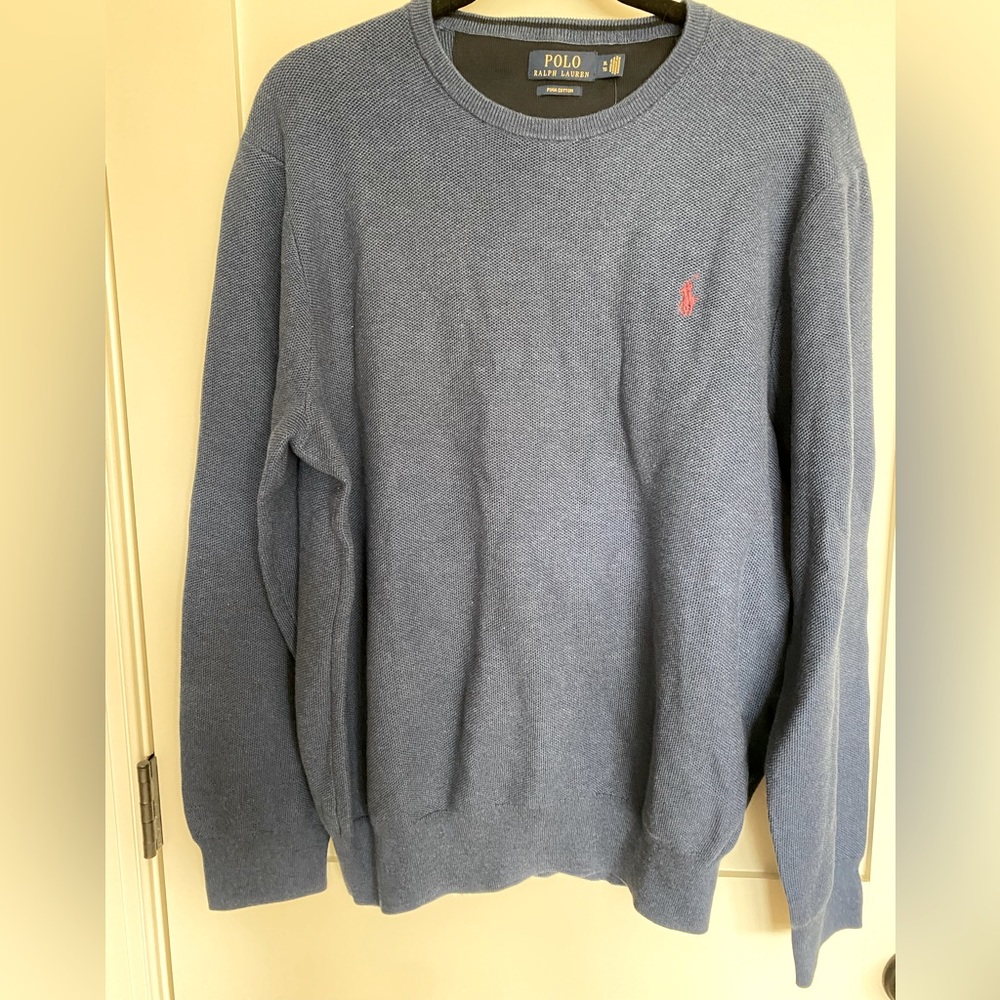 New with Tags Polo Ralph Lauren Men's Blue Crew-Neck Knit Pullover Sweater XL